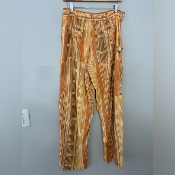 Urban Outfitters BDG Rae Linen Printed Cargo Pant In Orange Multi - Picture 7 of 9